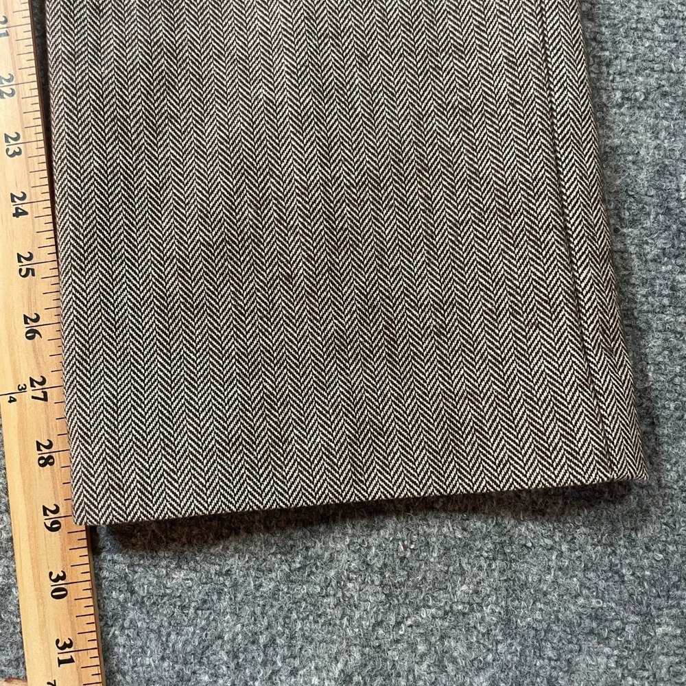 LL Bean Trousers Womens 4 Reg Brown Herringbone Cotton Straight Leg Pants - Picture 6 of 12